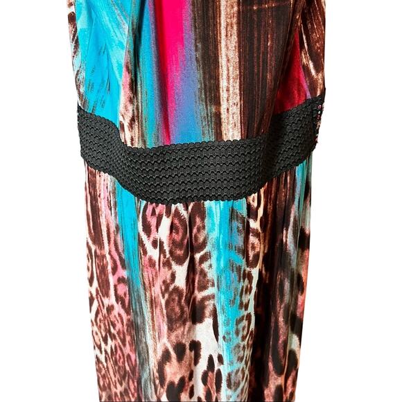 Venus Halter Beaded Leopard Print Multi-color Maxi Dress - Picture 11 of 11